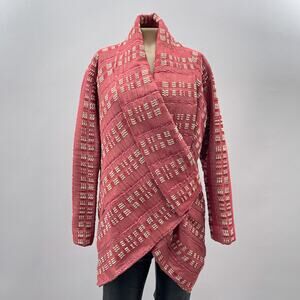 Xiaoyan Lin Jacket Women S Red Textured Wrap Front Artsy Chinese Designer READ